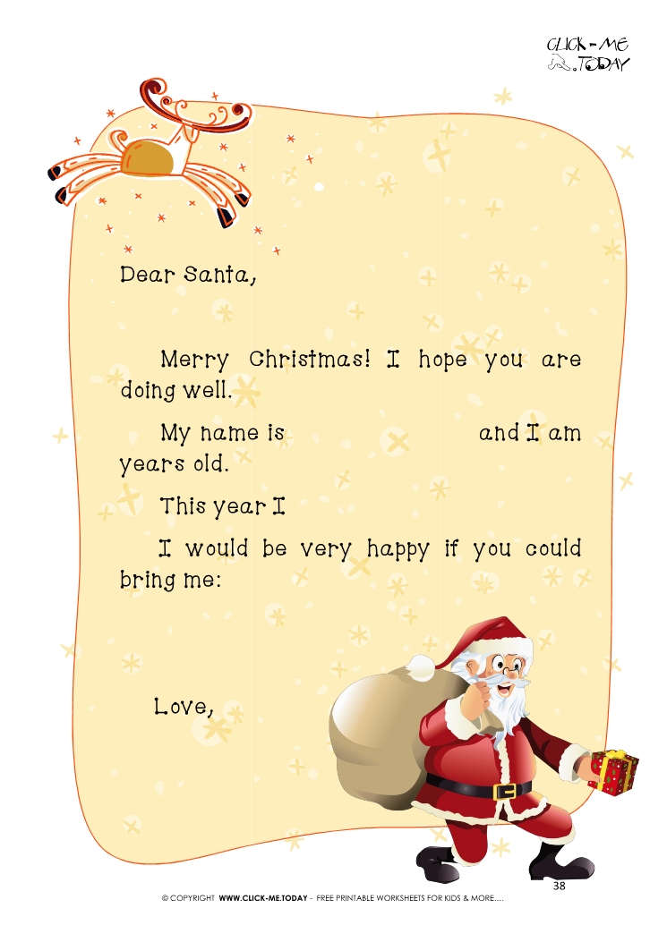 Funny ready to sent letter to Santa Claus with sample text 38